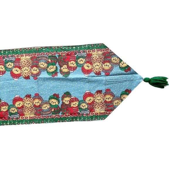 Leacock & Co Winter Christmas Teddy Bear Sweater Candy Table Runner & 6 Napkins - Picture 4 of 9